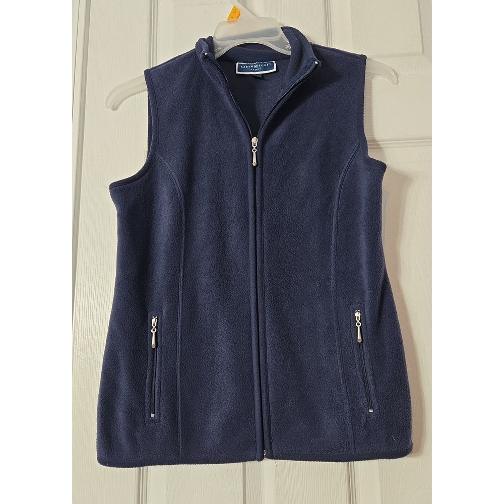 Karen Scott Sport Womans Fleece Vest Size XS Navy Blue‎